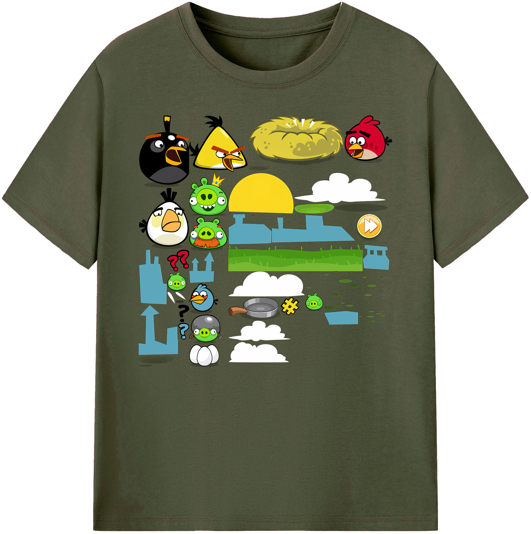 （画像用） Angry Birds アングリーバード 綿100％ メンズ半袖Tシャツ｜肌触りやわらか＆通気性